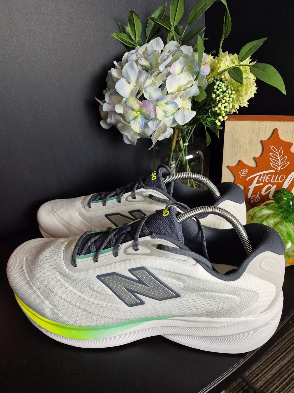 New Balance White, Gray & Neon Green Men's. Brand New! Size 15